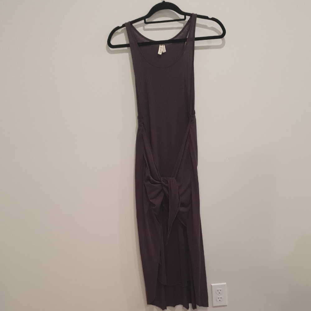 Free People Tie Detail Grey Sleeveless Midi Dress Size Small